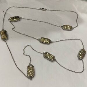 Silver Chain with Gold Designer Bars Women's Necklace